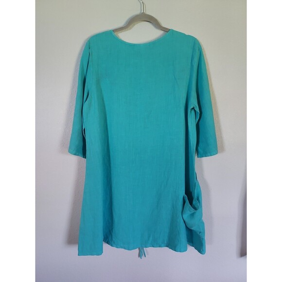 Bryn Walker Turquoise Dress 100% Linen Pocket Beach Boho Women's Small - Picture 2 of 5
